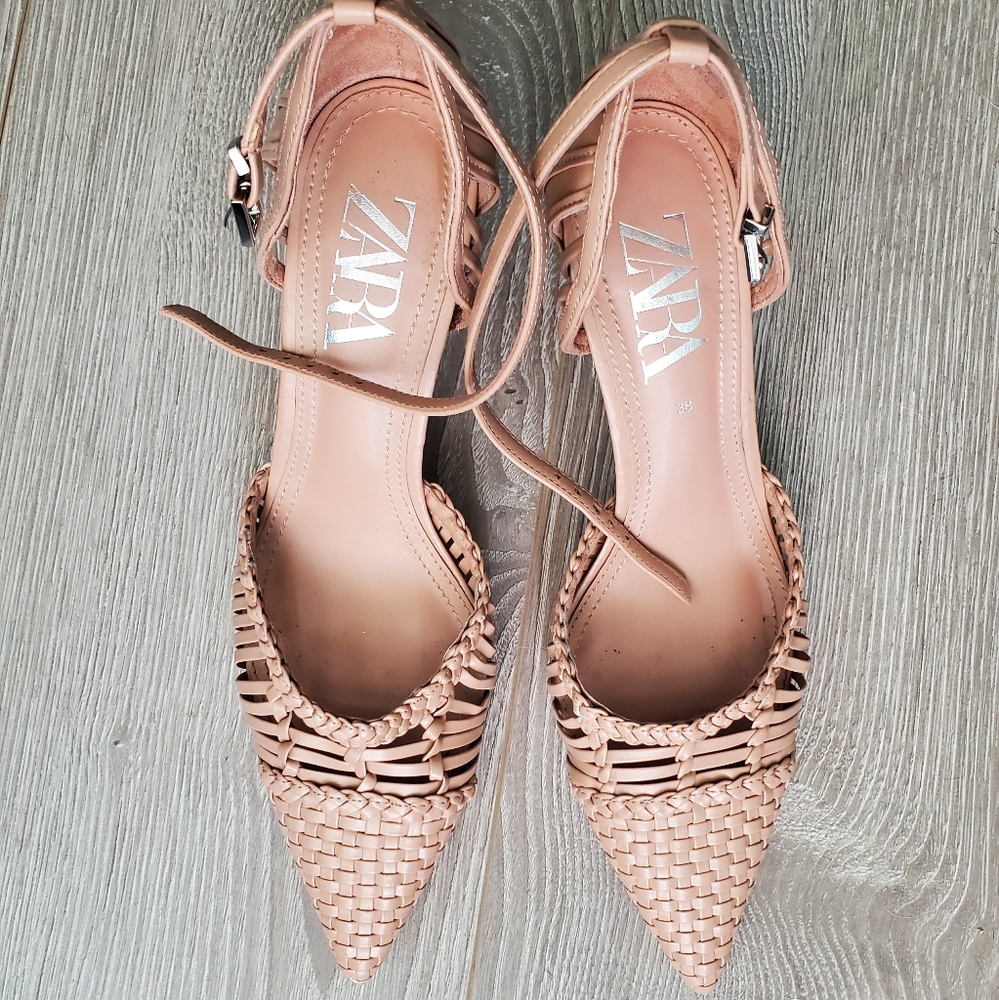 Zara braided small heel shoes
